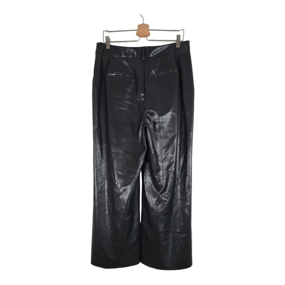 Jeannie Mai INC faux Leather High Waist Wide Leg Pants Size 14 Petite - Picture 6 of 8